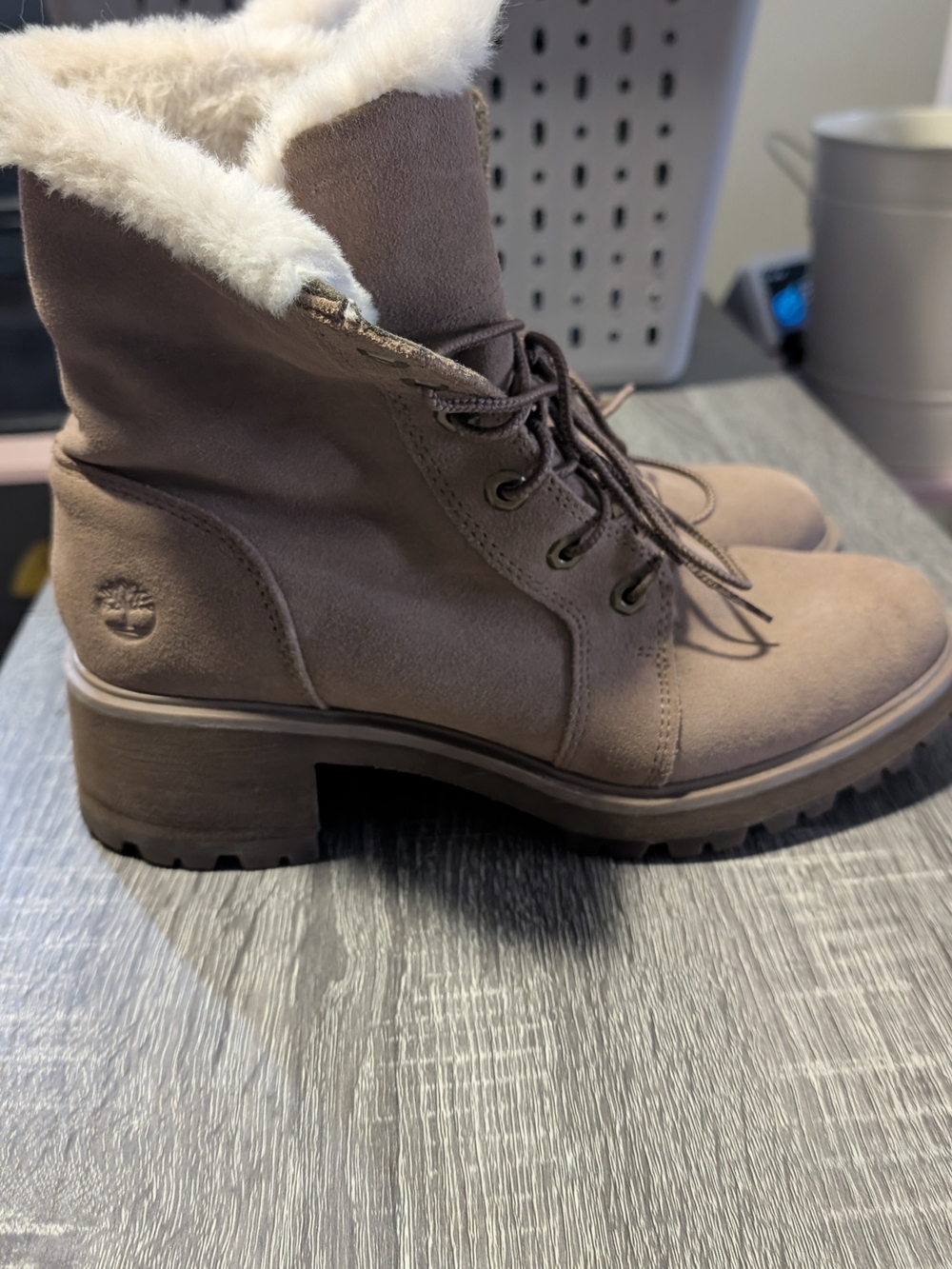 Timberland Women's Brown Lace-Up Faux-Fur Ankle Boots